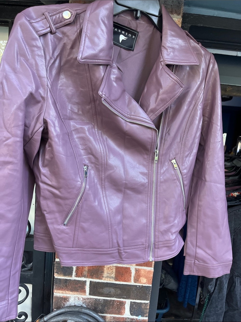 Purple Leather Moto Jacket for Women
